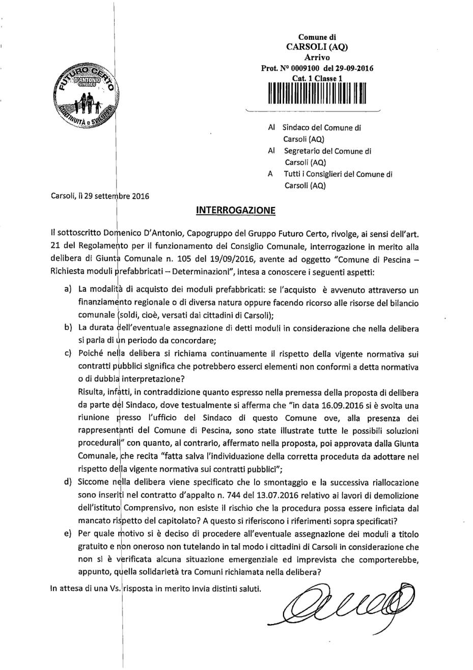 Interrogazione Moduli Prefabbricati