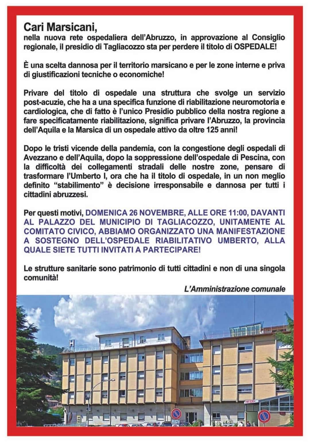 Appello Sindaco Tagliacozzo