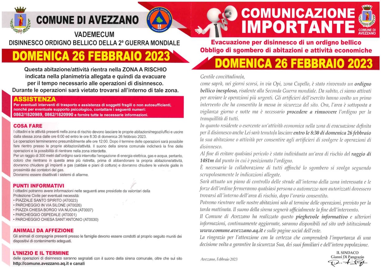 Area di Evacuazione, Avezzano