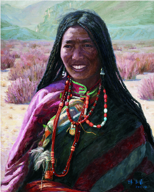 Donna in costume tipico tibetano