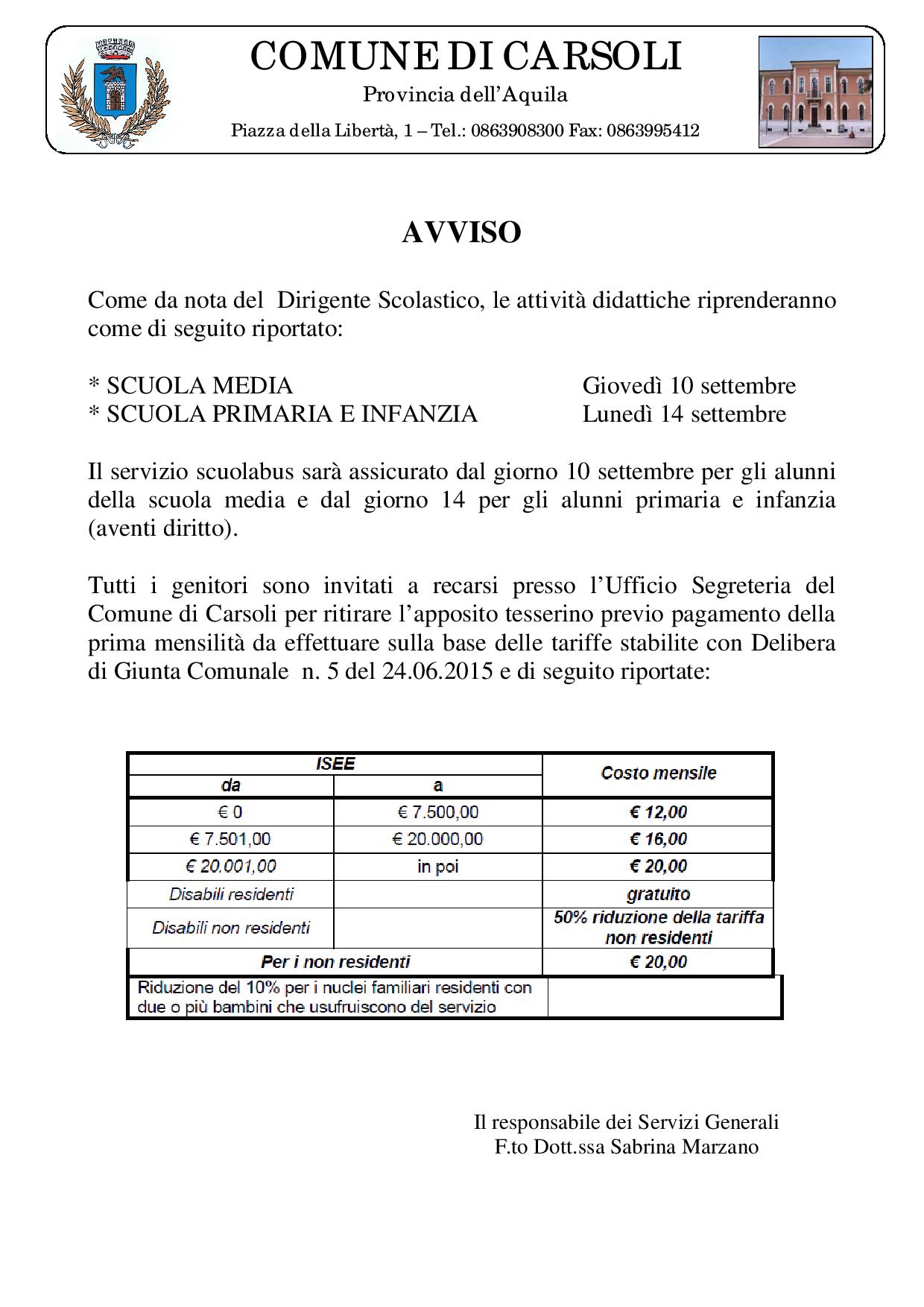 Avviso Scuolabus Avviso Scuolabus