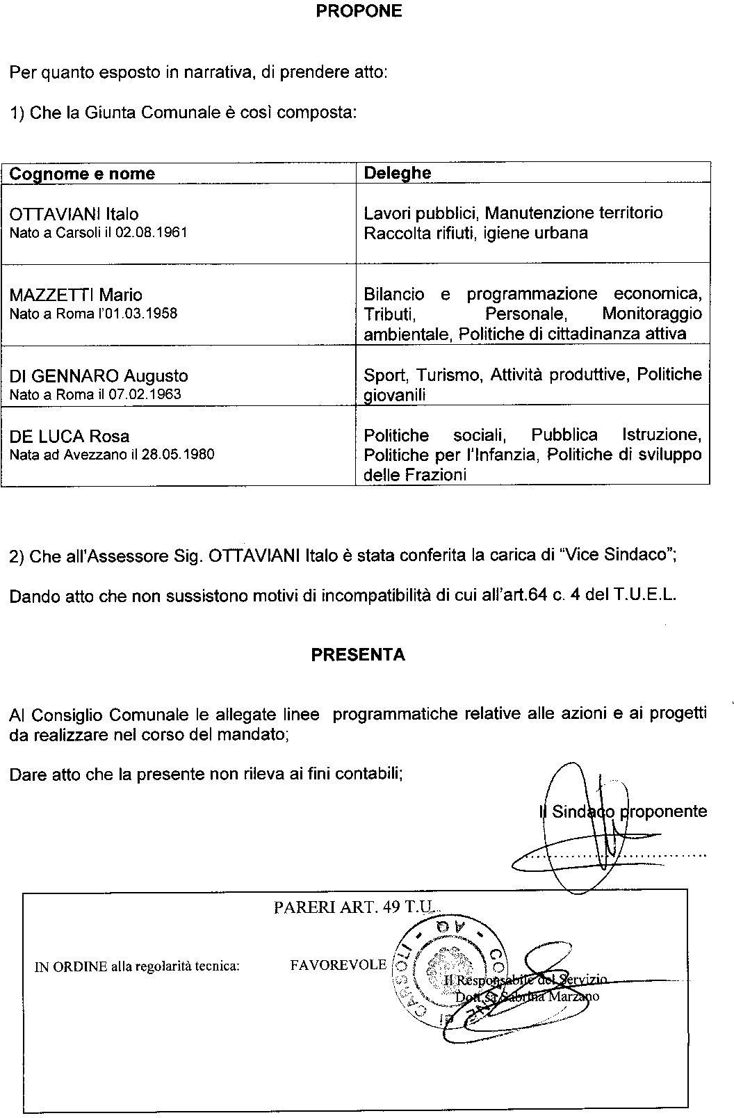 Nuovi Assessori di Carsoli