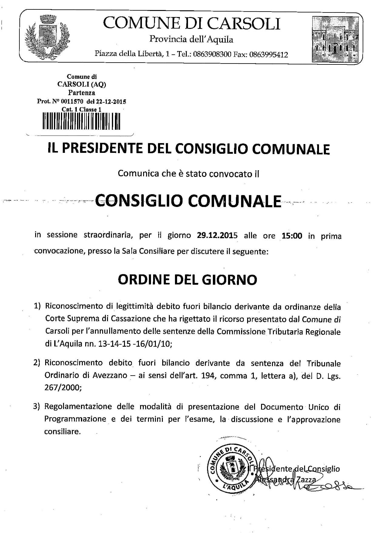 Consiglio Comunale Carsol