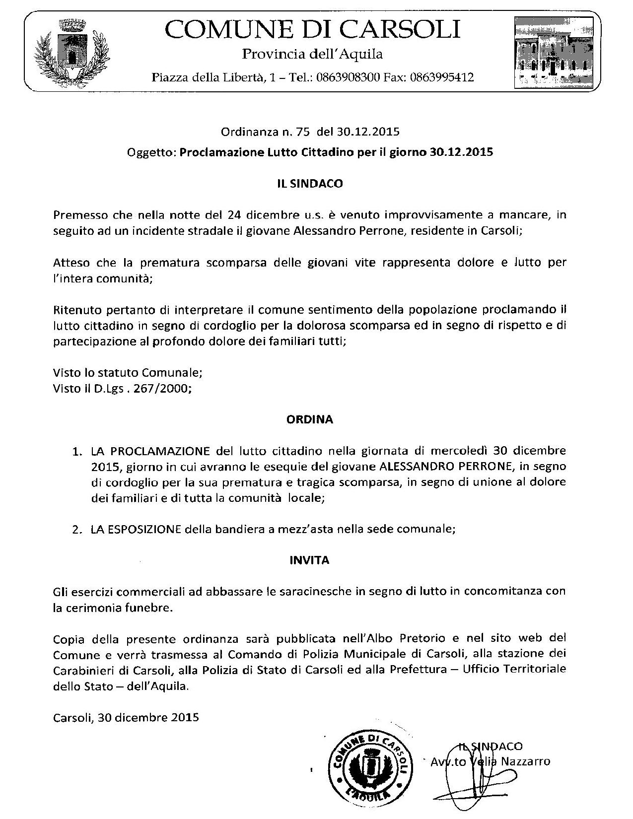Lutto Cittadino Lutto Cittadino