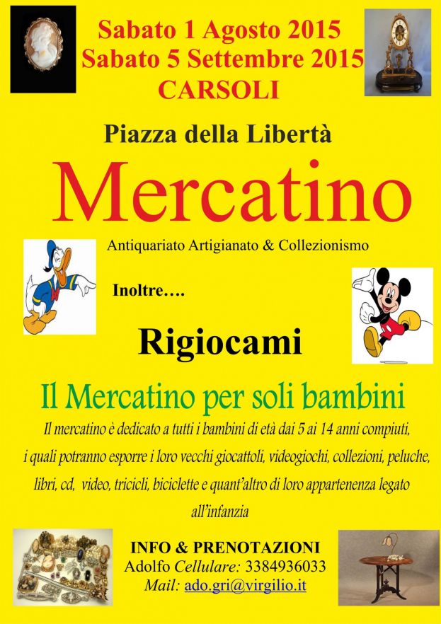 MERCATINO A CARSOLI SABATO 5 SETTEMBRE