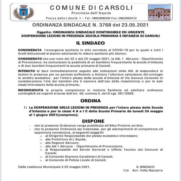 Ordinanza Sindacale
