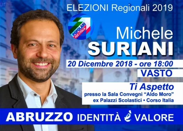 Michele Suriani candidato con i"Popolari per l'Italia" alle regionali abruzzesi