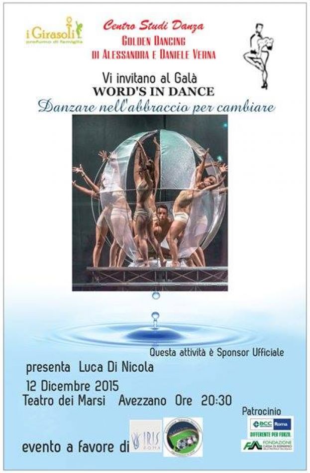AVEZZANO,GALA' WORD'S IN DANCE:EVENTO A FAVORE DELL'ASSOCIAZIONE EDOARDO MARCANGELI