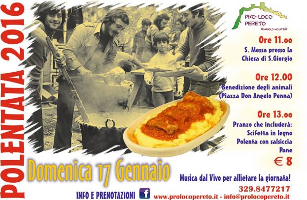 PERETO,POLENTATA DI "SANT'ANTONIO" IL 17 GENNAIO