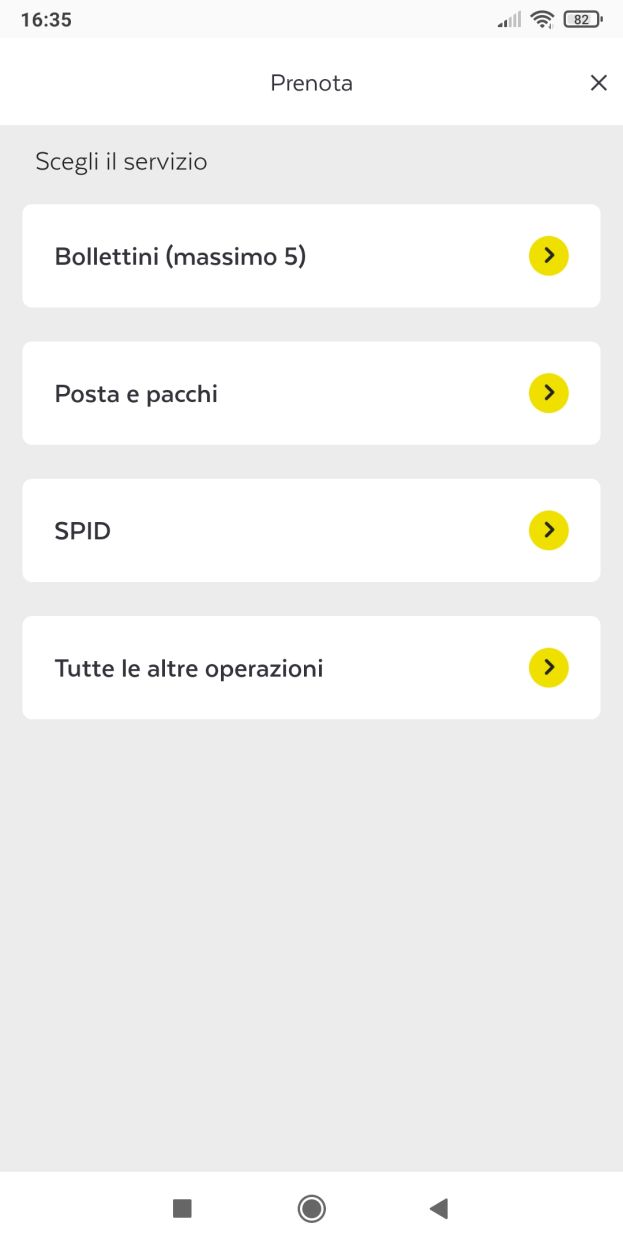 Schermata Prenotazione