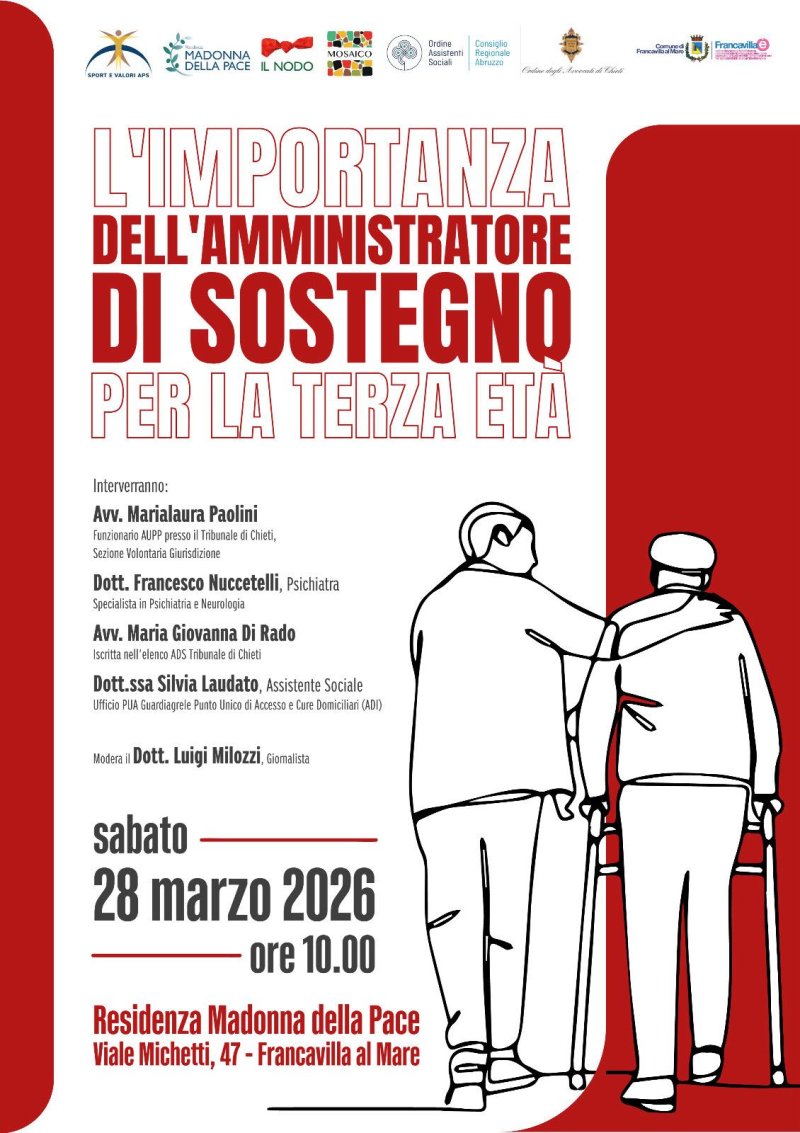 “L’IMPORTANZA DELL’AMMINISTRATORE DI SOSTEGNO PER LA TERZA ETÀ”, IL CONVEGNO ALLA RESIDENZA MADONNA DELLA PACE