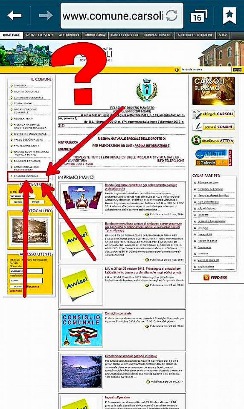 CARSOLI, "IL COMUNE 'NON' INFORMA"