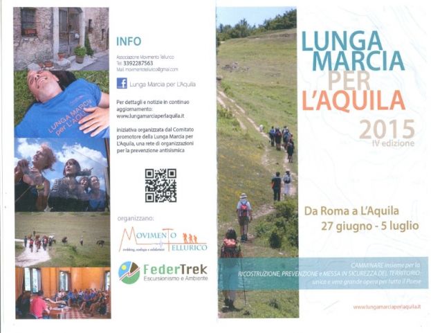 LUNGA MARCIA PER L'AQUILA:IL "MOVIMENTO TELLURICO"A PERETO IL 29 GIUGNO