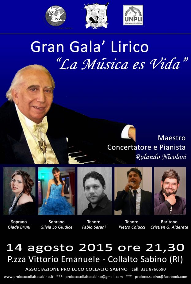 COLLALTO SABINO,GRAN GALA' LIRICO:"LA MUSICA ES VIDA"