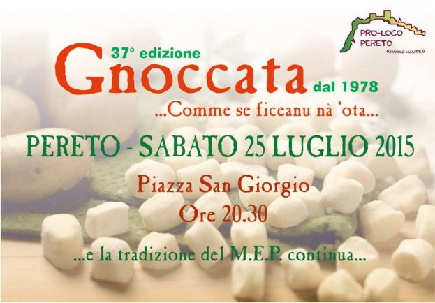 37°EDIZIONE DELLA "GNOCCATA"A PERETO IN PIAZZA S.GIORGIO SABATO 25 LUGLIO A PARTIRE DALLE ORE 20:30