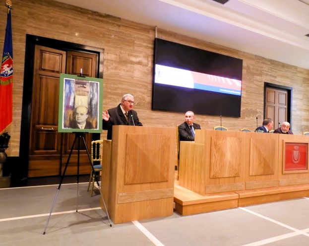 Roma- Francesco Guadagnuolo presenta il ritratto che ha dedicato ad Adriano Olivetti