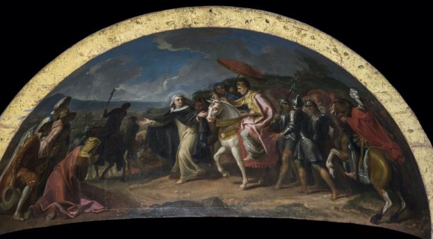 Laurent Pécheux, Santa Caterina da Siena accoglie il papa Gregorio XI..., 1769 circa (© Venerabile Arciconfraternita di Santa Caterina da Siena a Roma)