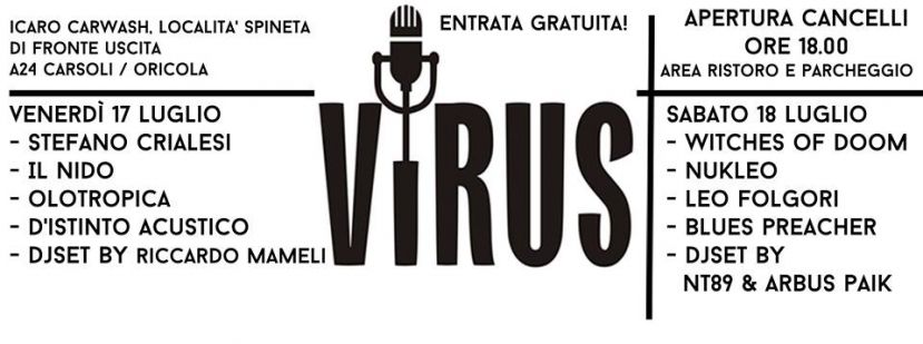 CARSOLI|ORICOLA,AL VIA QUESTA SERA ALLE 18:00 IL PRIMO VIRUS MUSICAL FESTIVAL