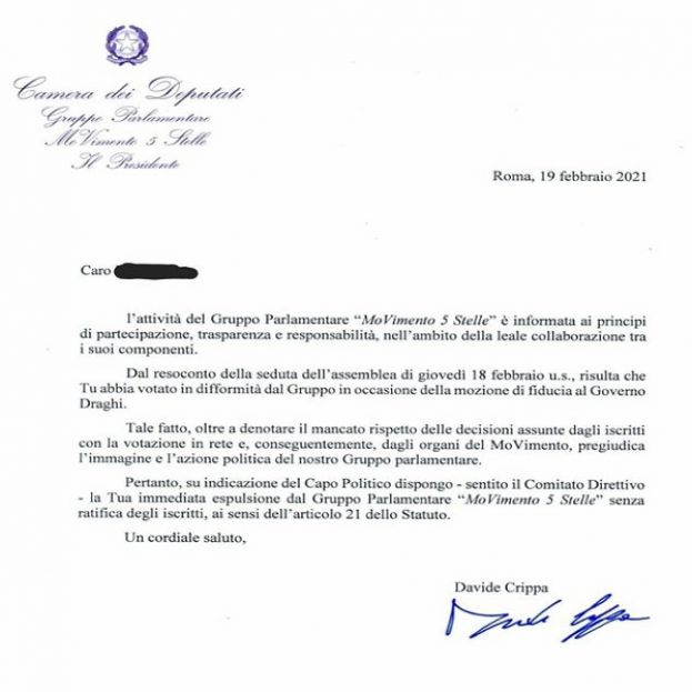 Testo dell'espulsione