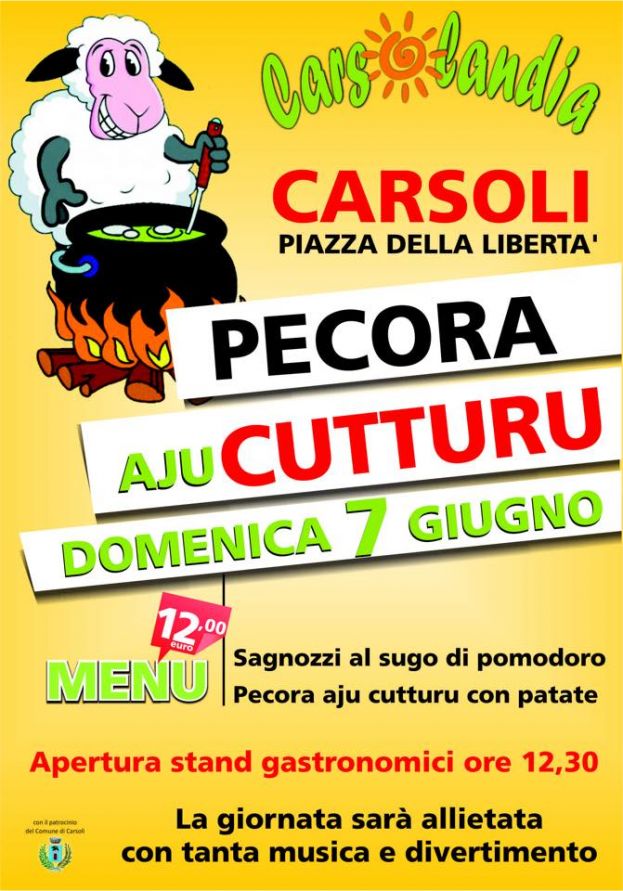 CARSOLANDIA,PECORA "AJUCUTTURU"PER DOMENICA 7 GIUNGNO IN PIAZZA DELLA LIBERTA'