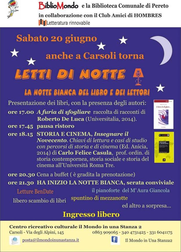 "NOTTE BIANCA"DEI LIBRI A CARSOLI