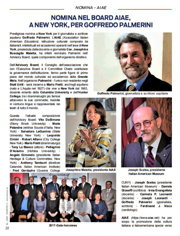 Nelle foto la copertina e due pagine della rivista canadese La Voce