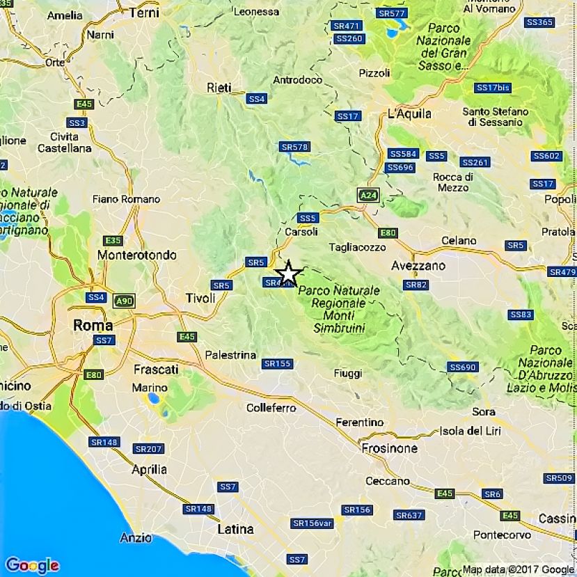 Epicentro della scossa