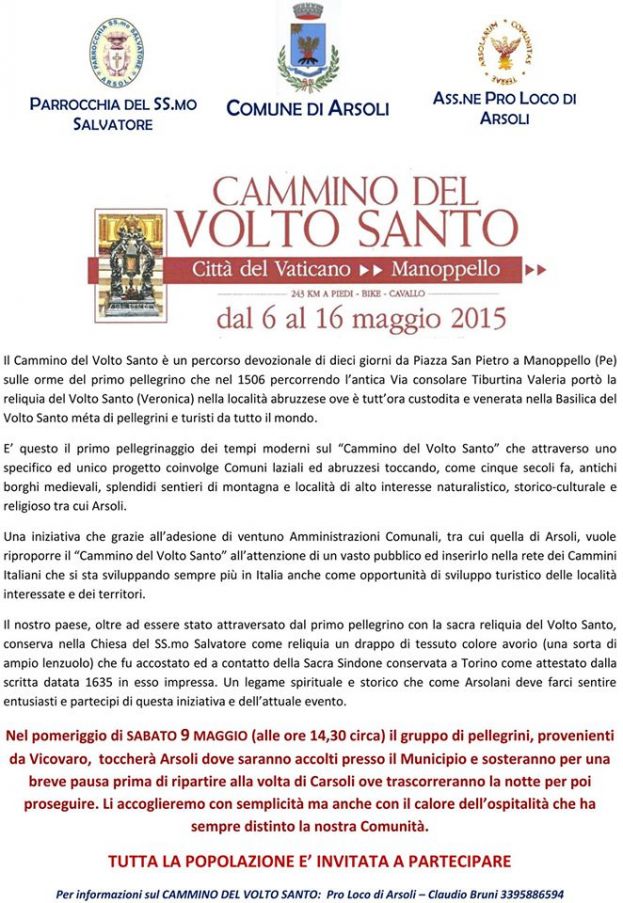 IL "CAMMINO DEL VOLTO SANTO" NELLA PIANA DEL CAVALIERE