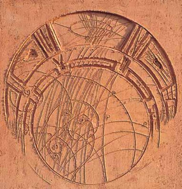 Francesco Guadagnuolo - Geometrie circolari, formella in terracotta