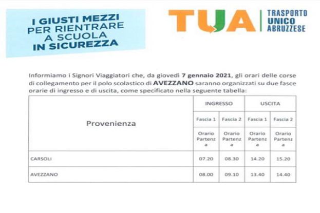 Tua ,Nuovi Orari