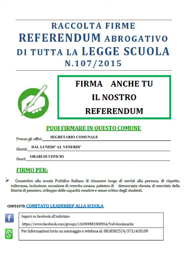REFERENDUM ABROGATIVO DI TUTTA LA LEGGE SCUOLA