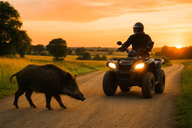 Cinghiale e Uomo con il Quad