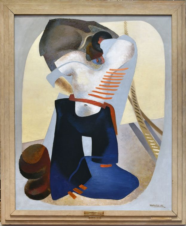 Enrico Prampolini, Marinaio nello spazio (Marinetti poeta del golfo della Spezia), 1934 olio su tela, inv. AM 1067, Roma Galleria d'Arte Moderna_low