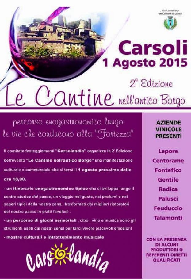 "COUNTDOWN" PER LA SECONDA EDIZIONE DELLE CANTINE NELL'ANTICO BORGO A CARSOLI