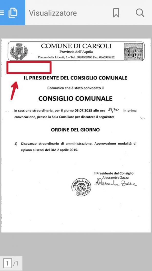 SECONDO CONSIGLIO COMUNALE A CARSOLI