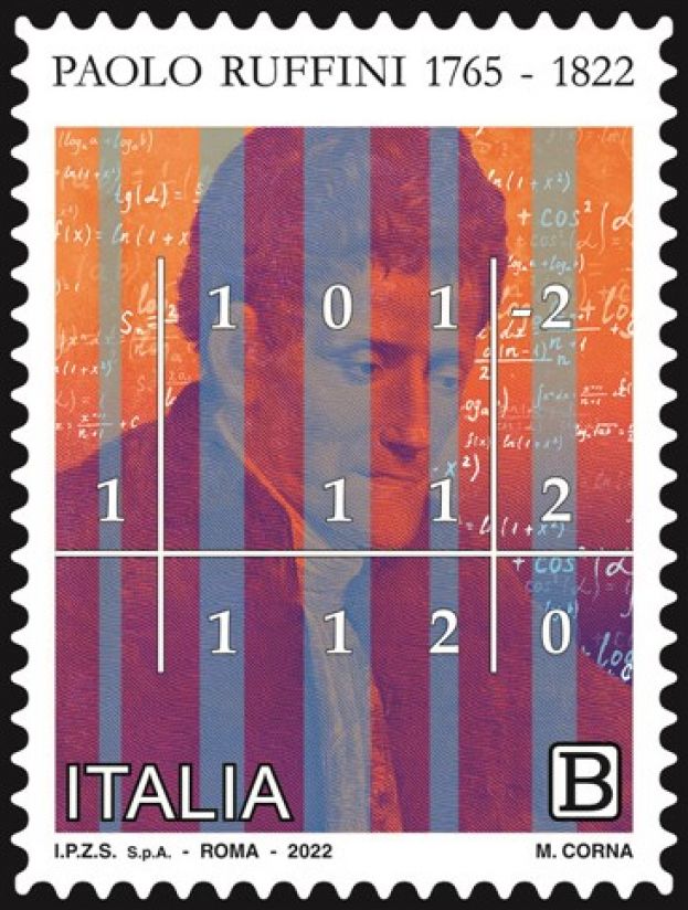 Poste Italiane comunica che oggi 10 maggio 2022 viene emesso dal Ministero dello Sviluppo Economico un francobollo commemorativo di Paolo Ruffini, nel bicentenario della scomparsa, relativo al valore della tari