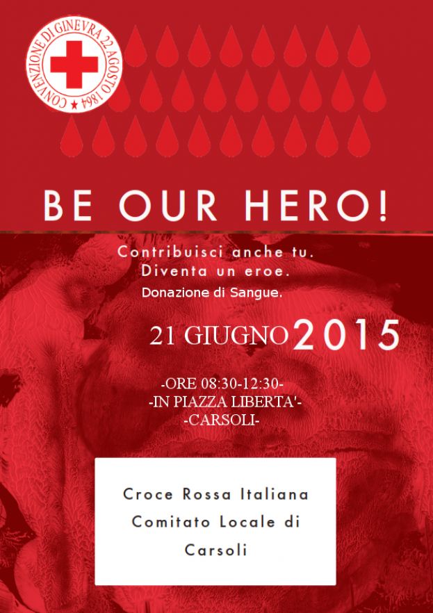 21 GIUGNO,LA GIORNATA DELLA DONAZIONE DI SANGUE CON LA CROCE ROSSA DI CARSOLI