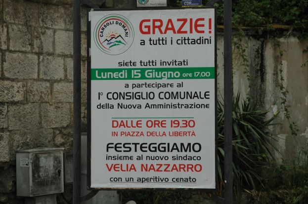 "CARSOLI DOMANI",UN GRAZIE A TUTTI I CITTADINI CON UN "APERITIVO CENATO" LUNEDI' 15 ALLE ORE 19:30