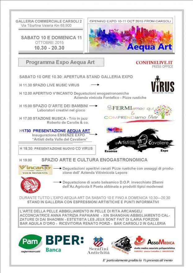 "AEQUA ART",PRESENTATO IL PROGRAMMA:ARTE,MUSICA E MOLTI STAND EXPO