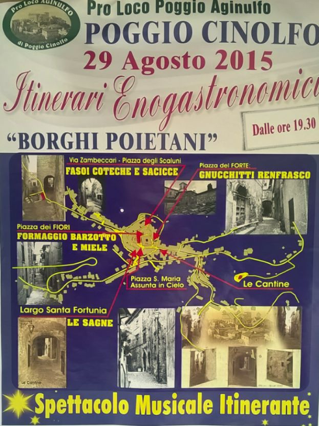 POGGIO CINOLFO,ITINERARI ENOGASTRONOMICI TRA I "BORGHI POIETANI"QUESTA SERA A PARTIRE DALLE 19:30