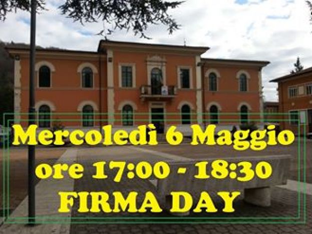 CARSOLI,MERCOLEDI' PROSSIMO IL "FIRMA DAY" ALLE ORE 17:00 IN PIAZZA DELLA LIBERTA'