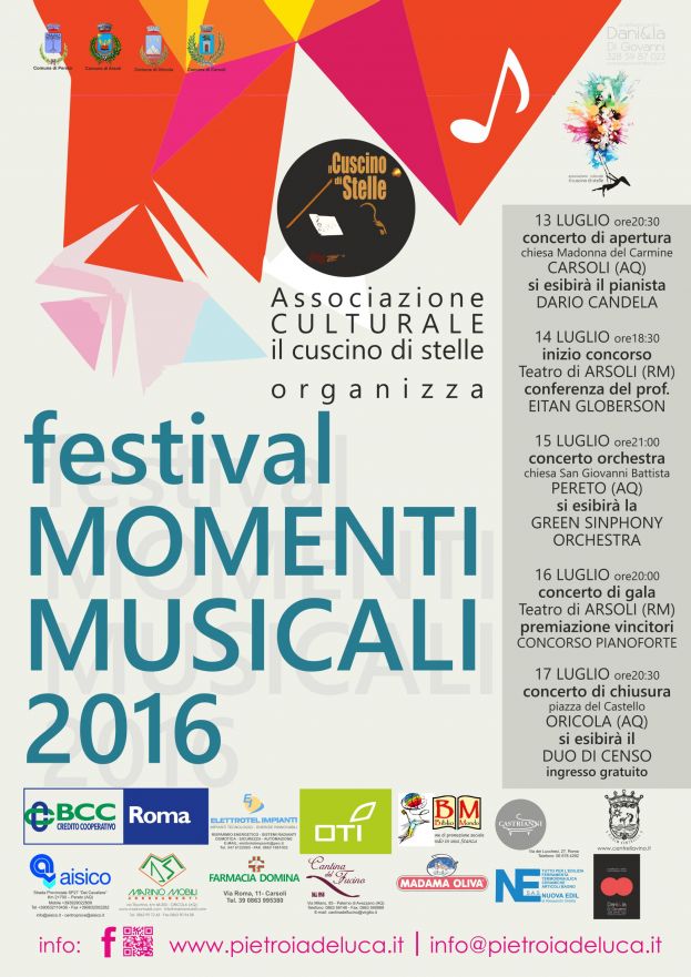 CARSOLI, AL VIA IL FESTIVAL "MOMENTI MUSICALI" CON L'ESIBIZIONE DEL PIANISTA DARIO CANDELA
