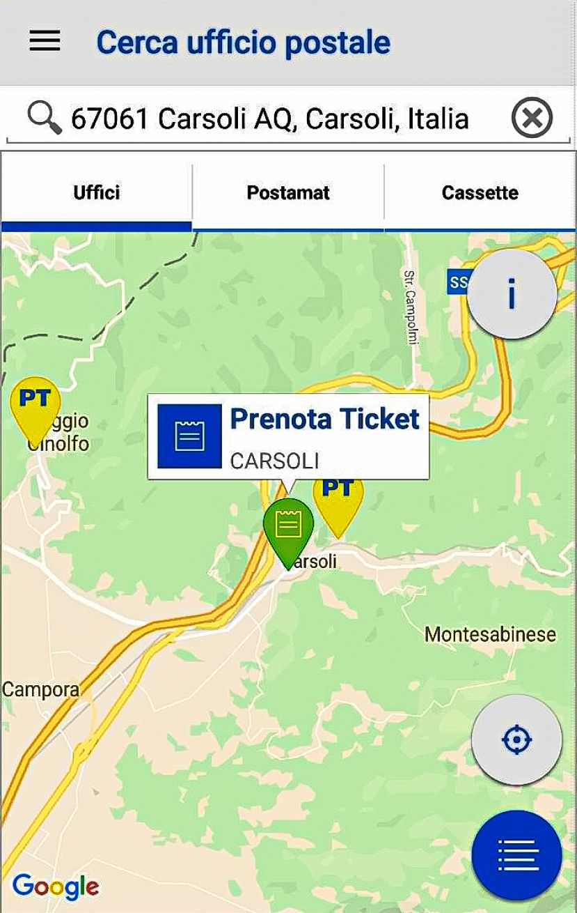 Mappa Ufficio Postale di Carsoli