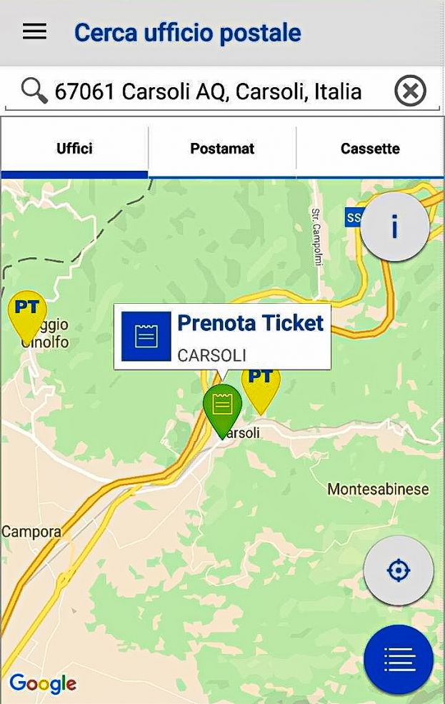 Mappa Ufficio Postale di Carsoli