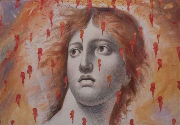 02. Carlo Maria Mariani, Trascendente (2010), matita, tempera e collage - Tra Mito e Sacro, Museo Carlo Bilotti Aranciera Villa Borghese