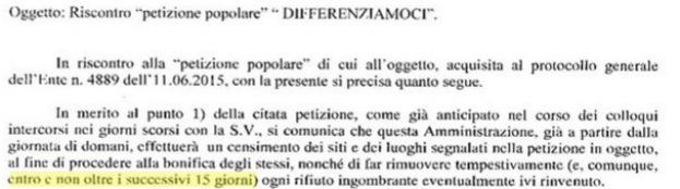 PETIZIONE POPOLARE "DIFFERENZIAMOCI":"ENTRO E NON OLTRE I SUCCESSIVI 15 GIORNI"