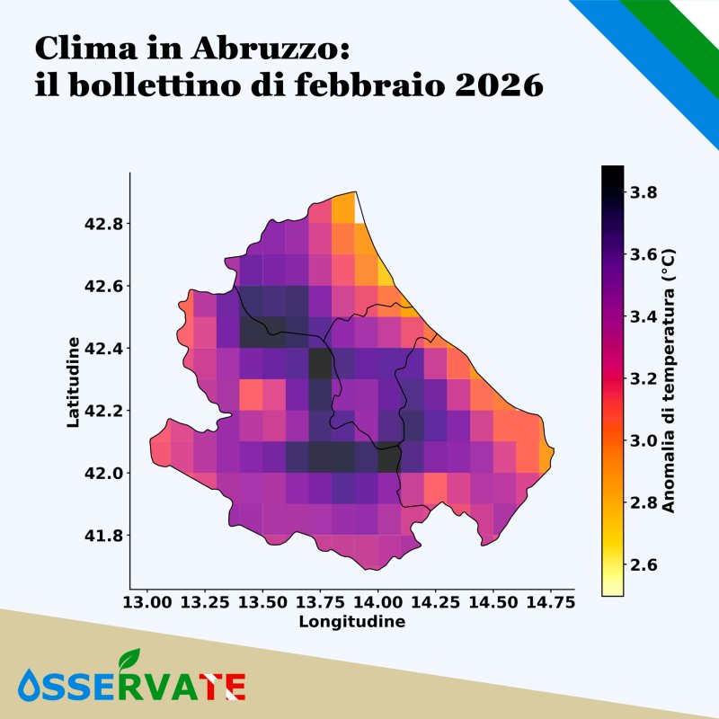 Temperature di Febbraio 2026 in Abruzzo