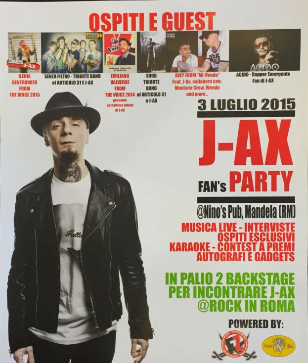J-AX FAN'S PARTY IL 3 LUGLIO AL NINO'S PUB DI MANDELA