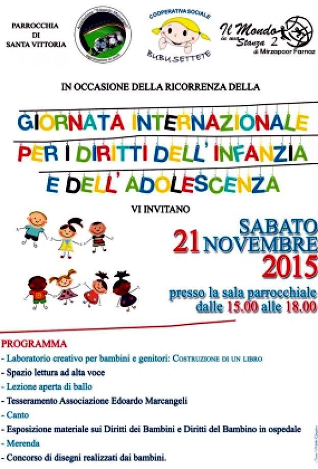 CARSOLI,GIORNATA INTERNAZIONALE PER I DIRITTI DELL'INFANZIA:INIZIATIVE QUESTO POMERIGGIO ALLA SALA PARROCCHIALE