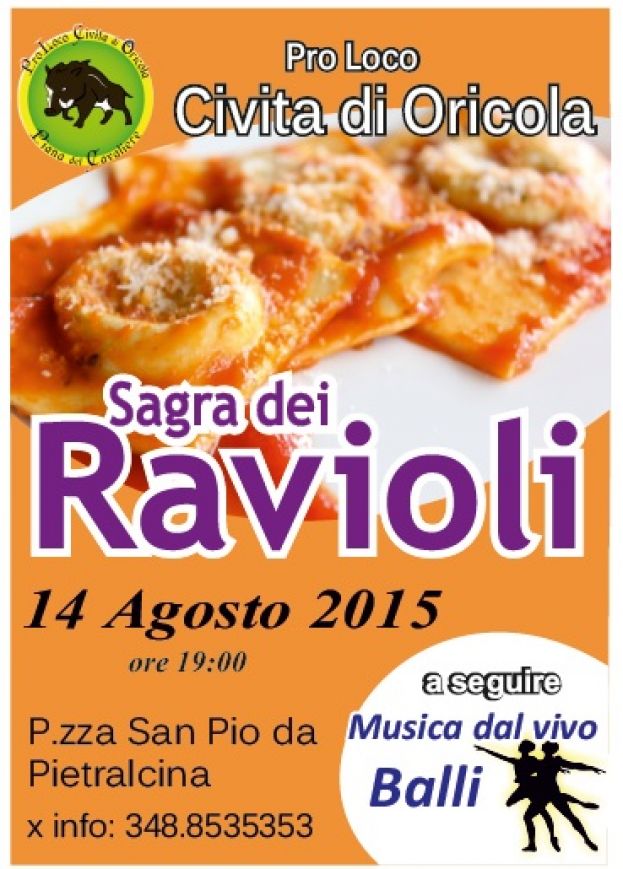 CIVITA DI ORICOLA,SAGRA DEI RAVIOLI VENERDI' 14 AGOSTO A PARTIRE DALLE 19:00